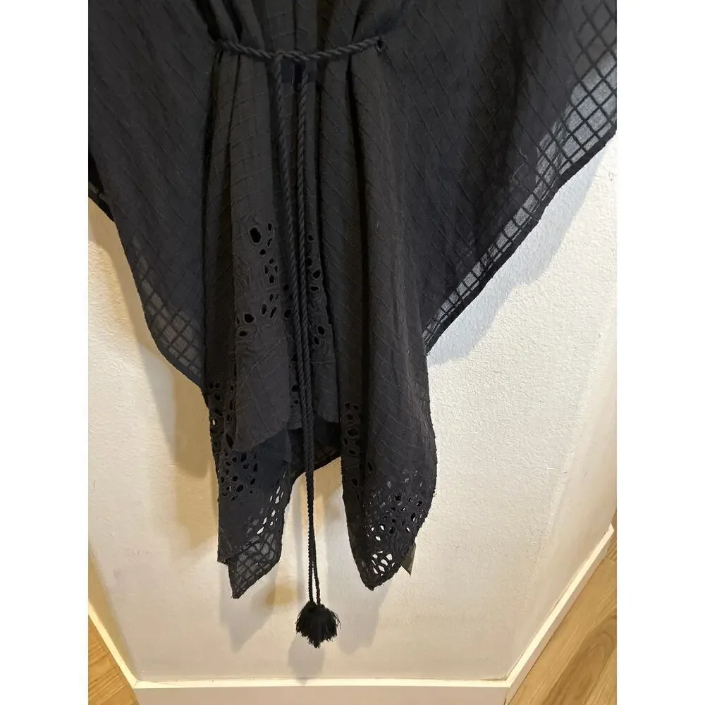 Anthropologie Kimono Black with eyelet details, one aize - Picture 3 of 9